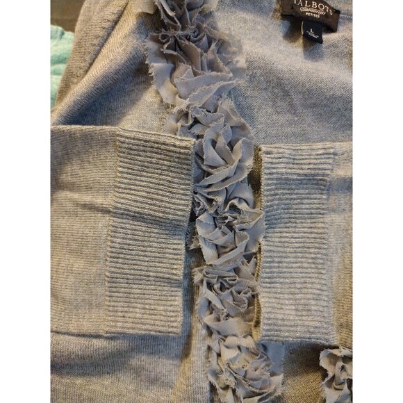 Talbots Long Sleeve V-neck Raised Floral Sweater Snap-up Front Size Lp Women's.. - Picture 5 of 9